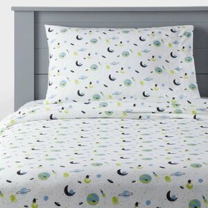 Pillowfort Queen Space Cotton Sheet Set OEKO-TEX Kids NEW